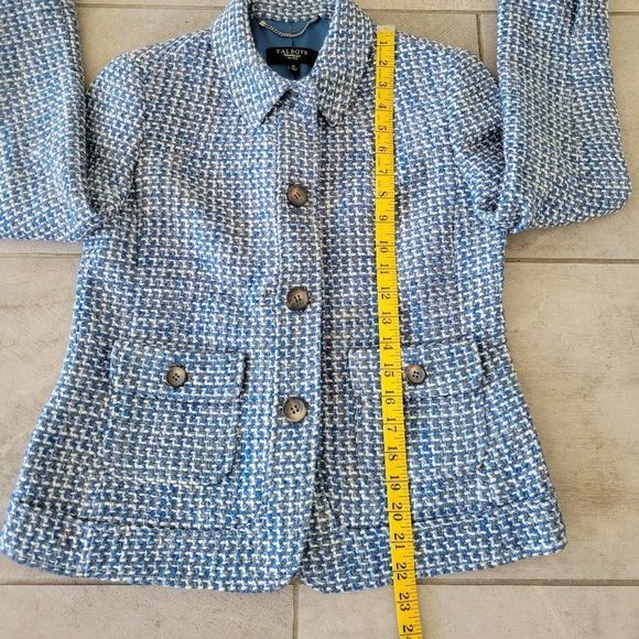COPY - Talbots petite tweed blazer suit jacket size 4P blue white . - Picture 9 of 11